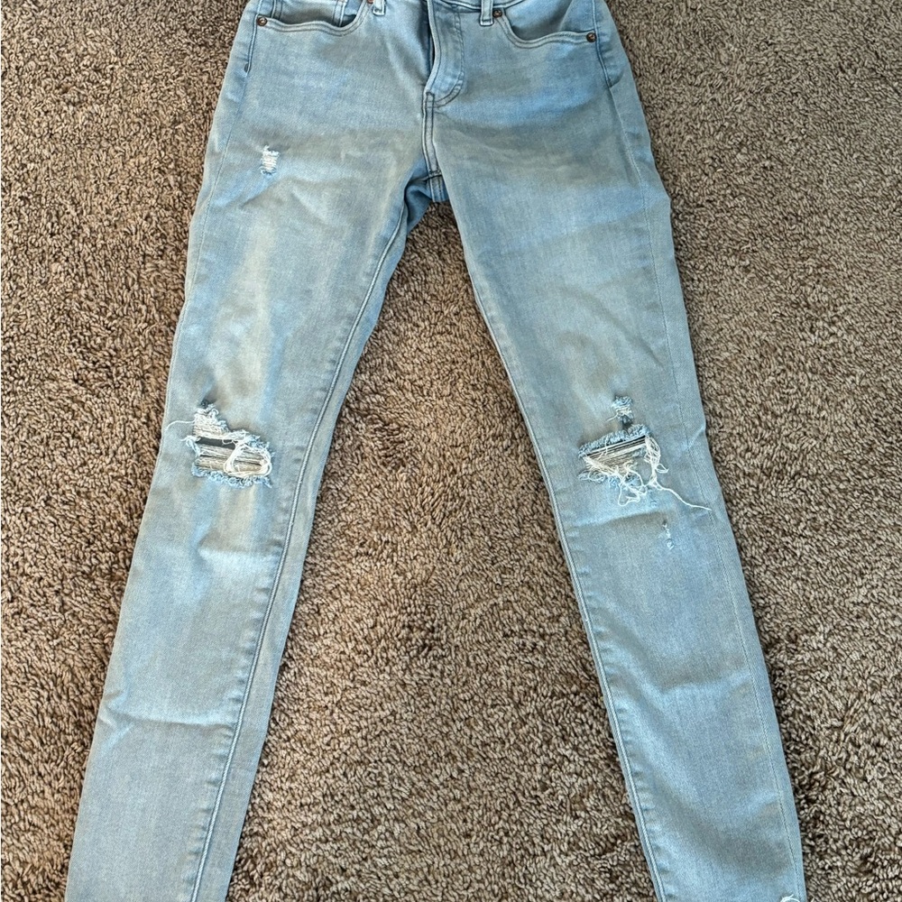 Express Light Blue Ripped Skinny Jeans